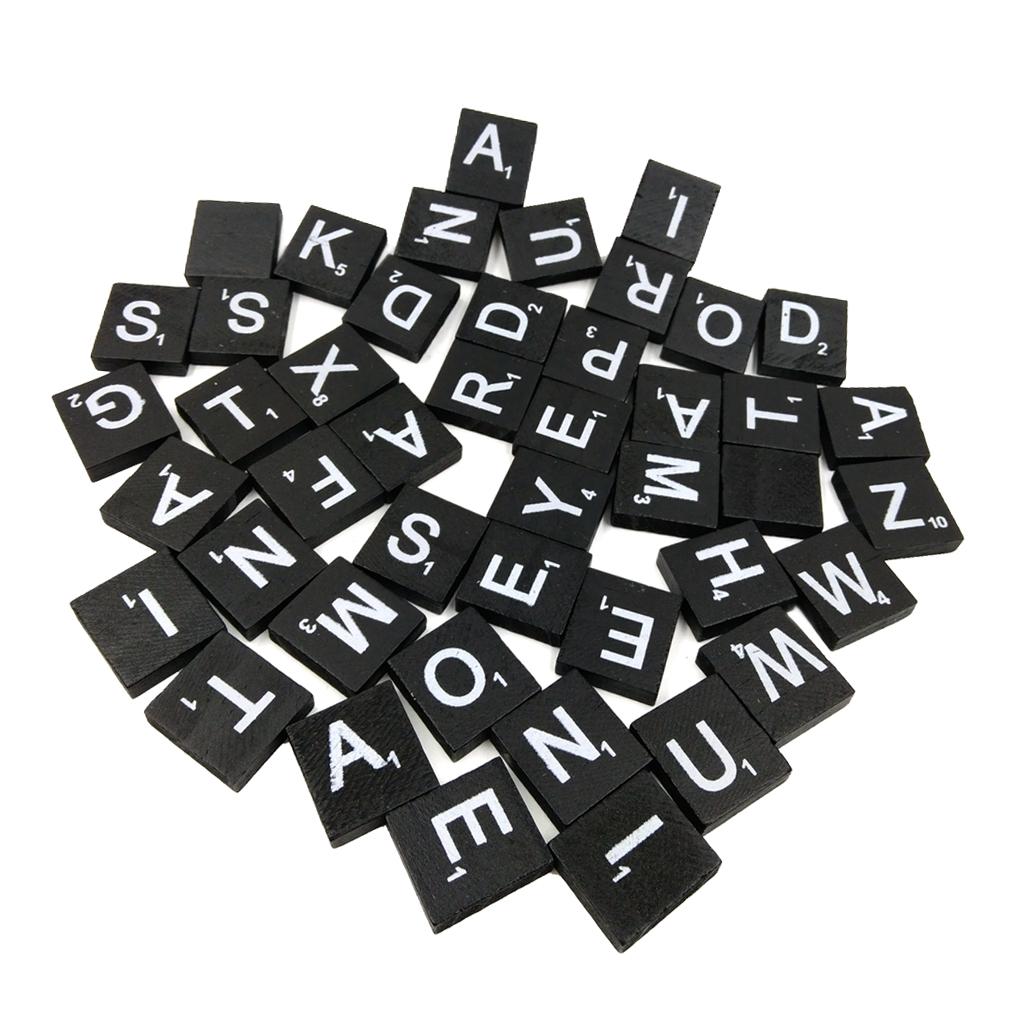 100 PCS Đen Ốp Gỗ Với Lụa Bảng Chữ Cái Cho Đám Cưới Thêu Sò