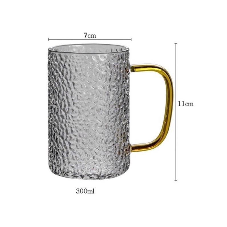 Bộ bình thủy tinh quai tròn kèm 2 cốc sần 300ml