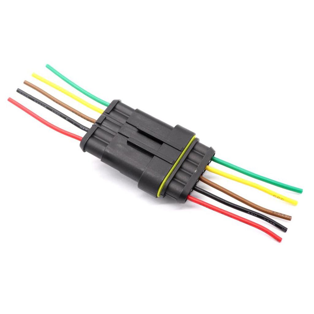 5x 5-Pin Way Car Waterproof Electrical Connector Plug with Wire Motorcycle