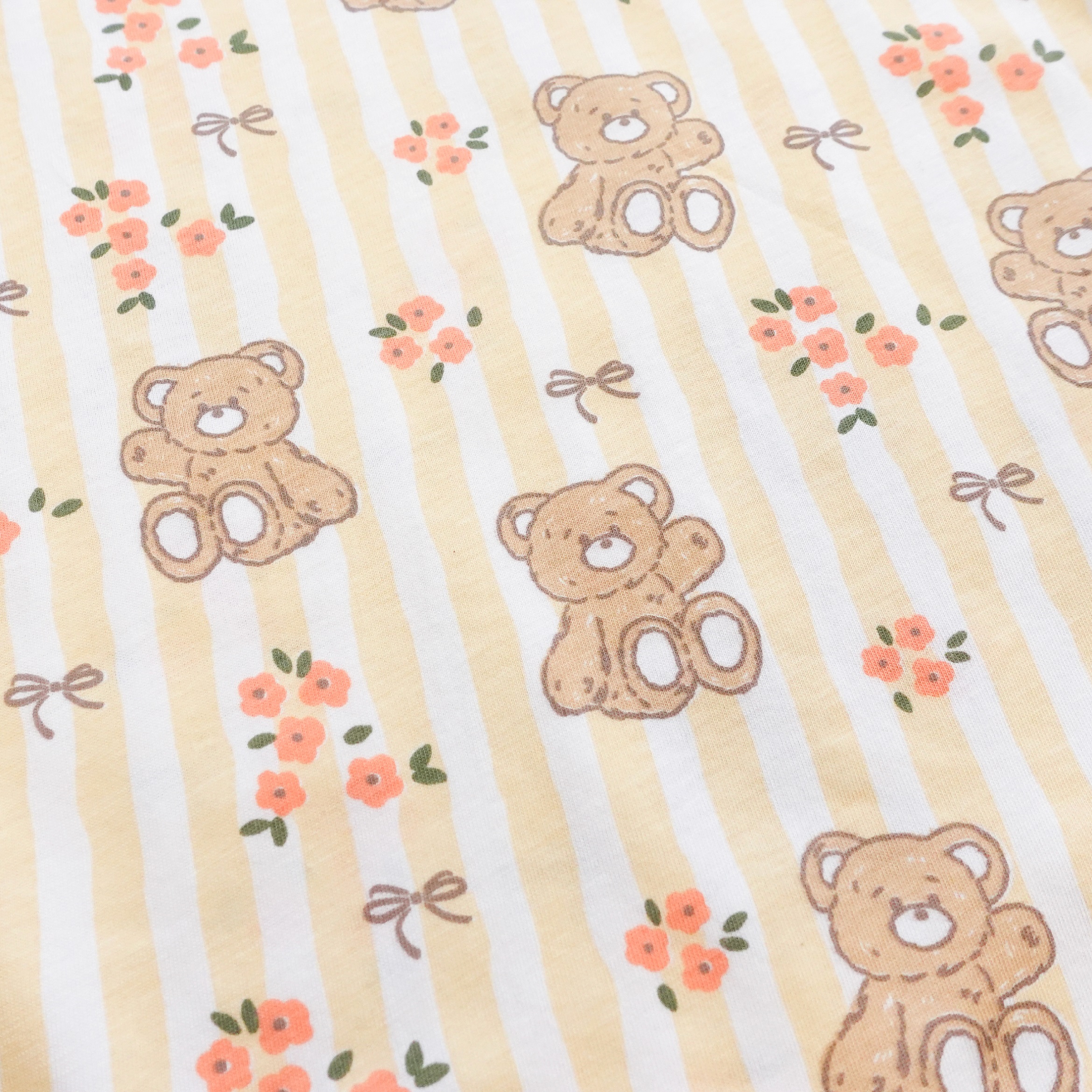 Bộ quần áo bé gái Bigfox Miss Meow mặc nhà mùa hè vải cotton in gấu hoa size đại trẻ em 3-11 tuổi