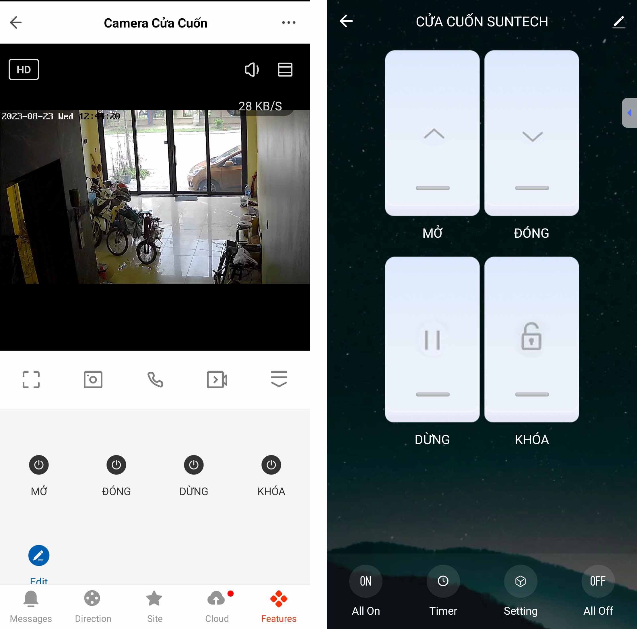 Camera dùng app kết hợp bộ điều khiển cửa cuốn