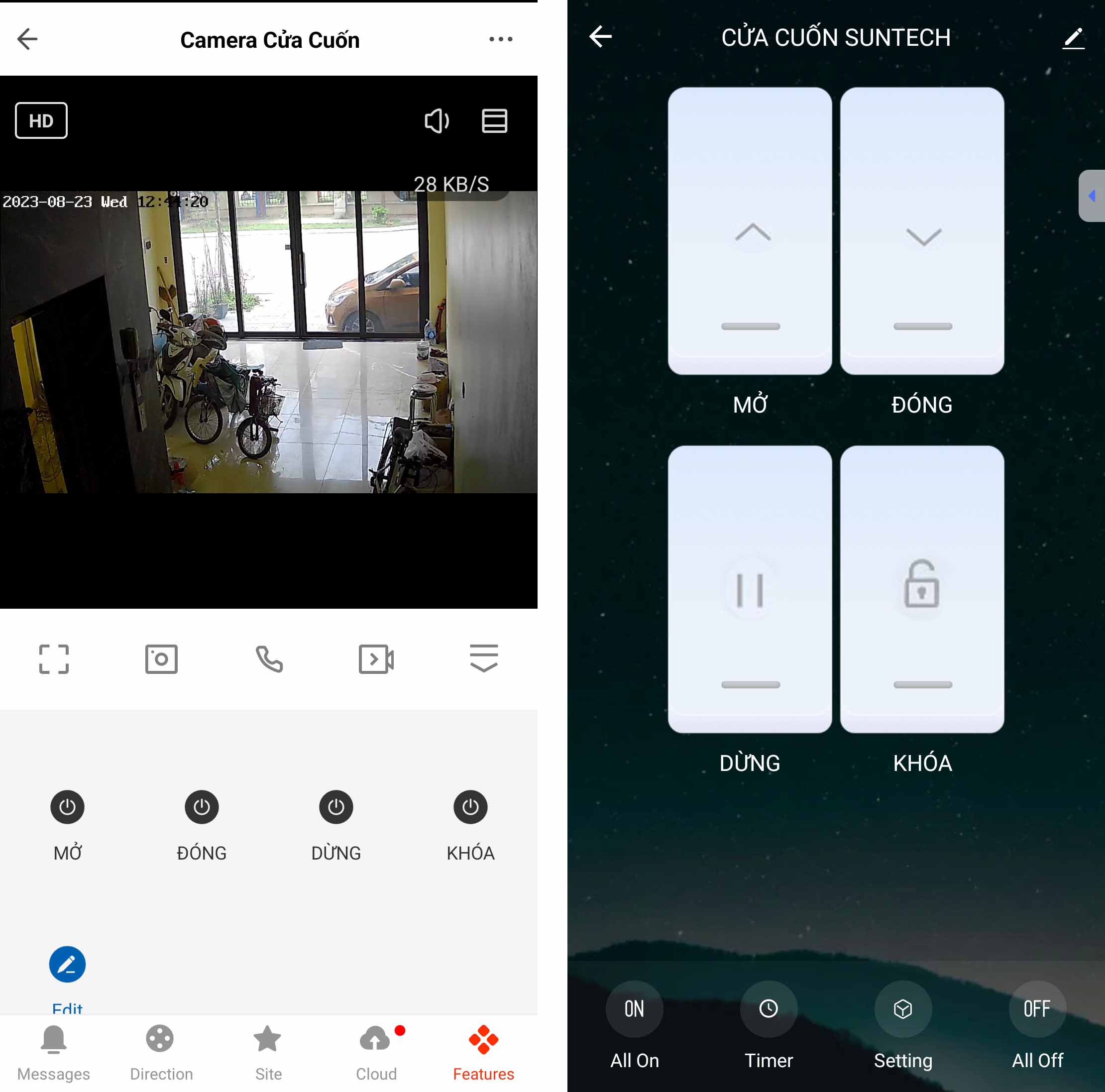 Camera dùng app (Smart Life) kết hợp bộ điều khiển cửa cuốn