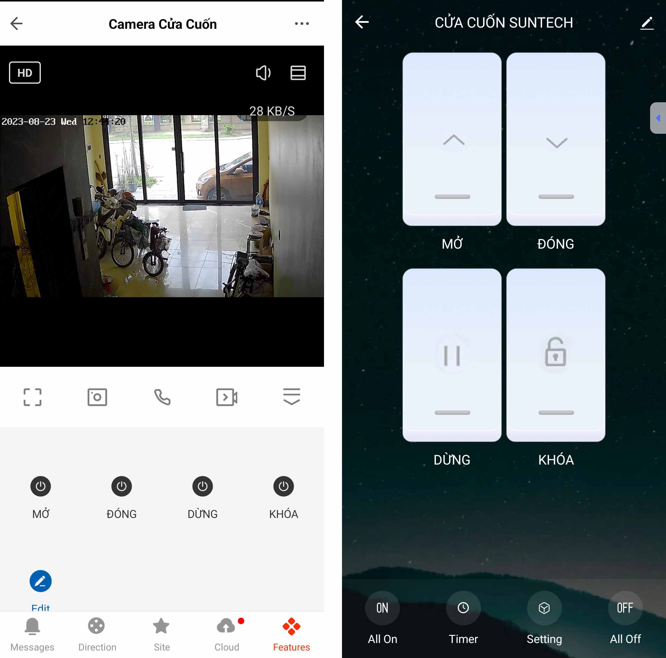 Camera dùng App (Smart Life) kết hợp bộ điều khiển cửa cuốn