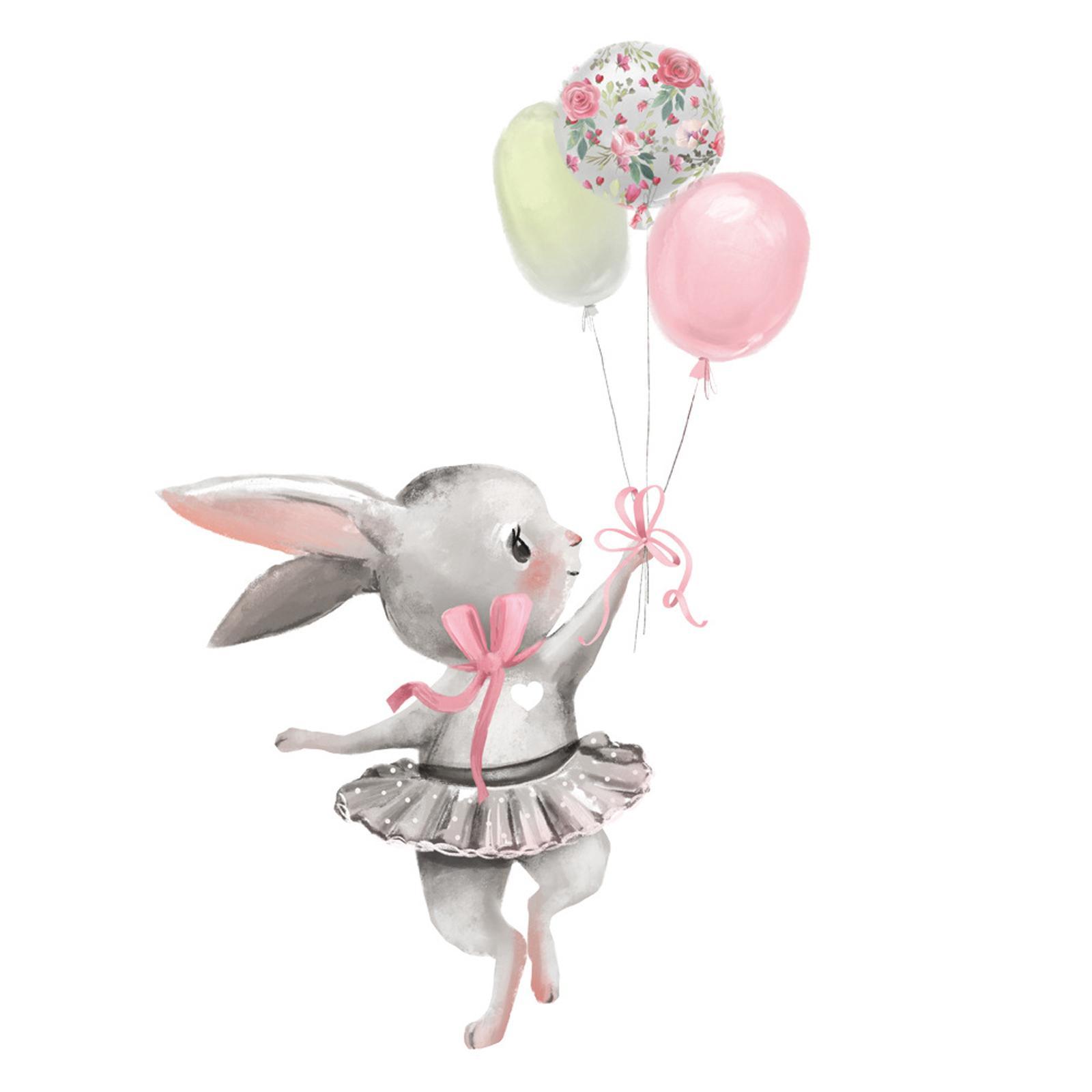 Bunny Ballet Rabbit Wall Stickers for Kids Room Nursery Wall Decal Wallpaper