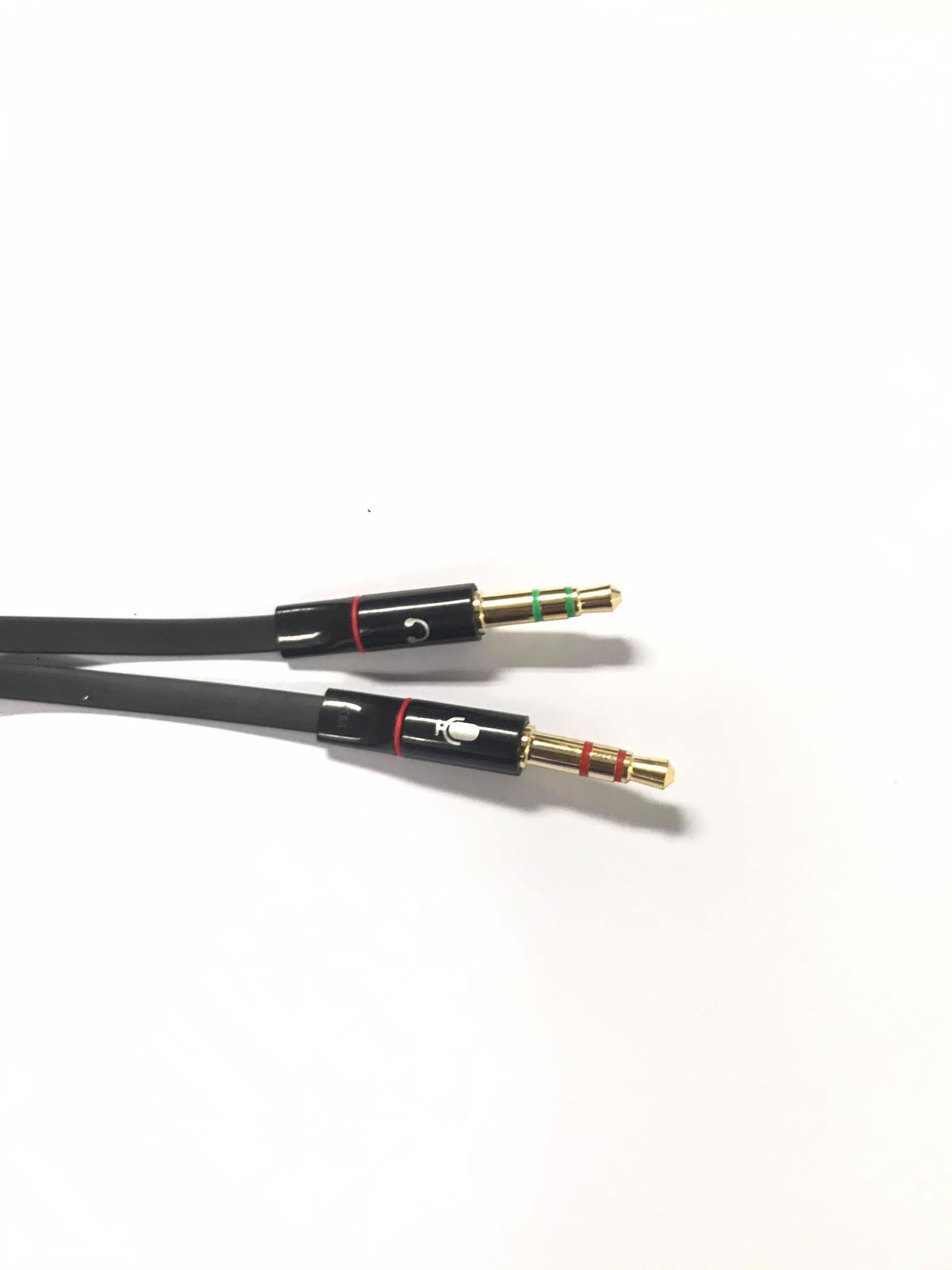 Dây cable chuyển tai nghe 3.5mm đầu cái sang 2 đầu Mic và Tai nghe đầu đực mạ vàng dài 20CM