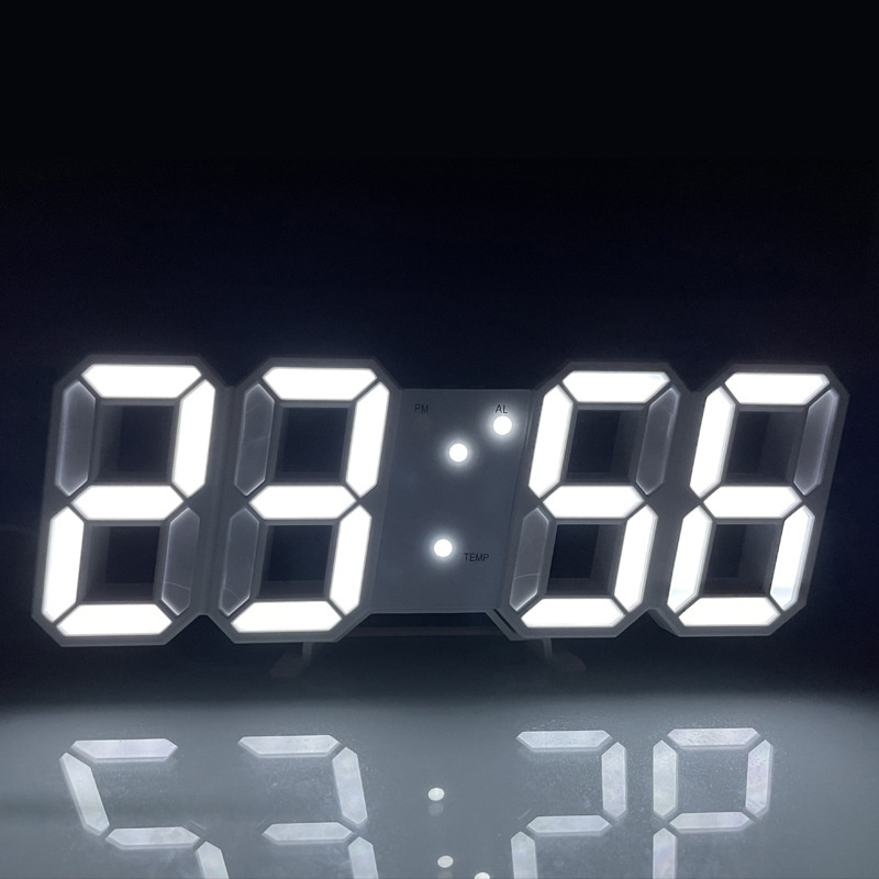 Đồng hồ Led treo tường hoặc để bàn màu trắng phong cách Hàn Quốc- tặng kèm cáp USB