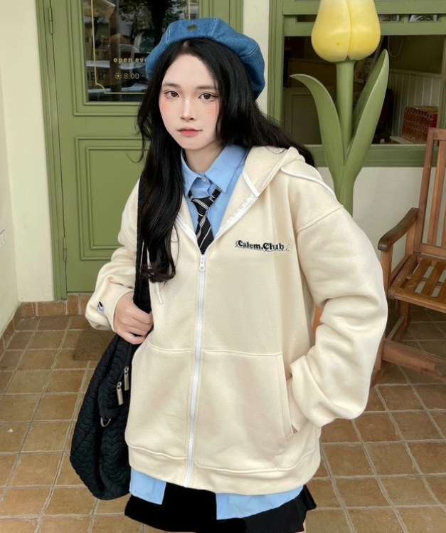 Hoodie zip chữ CALEM.CLUB - Áo khoác nỉ dây kéo nhiều màu dày dặn form rộng unisex, Áo Khoác Nỉ Mỏng chống nắng