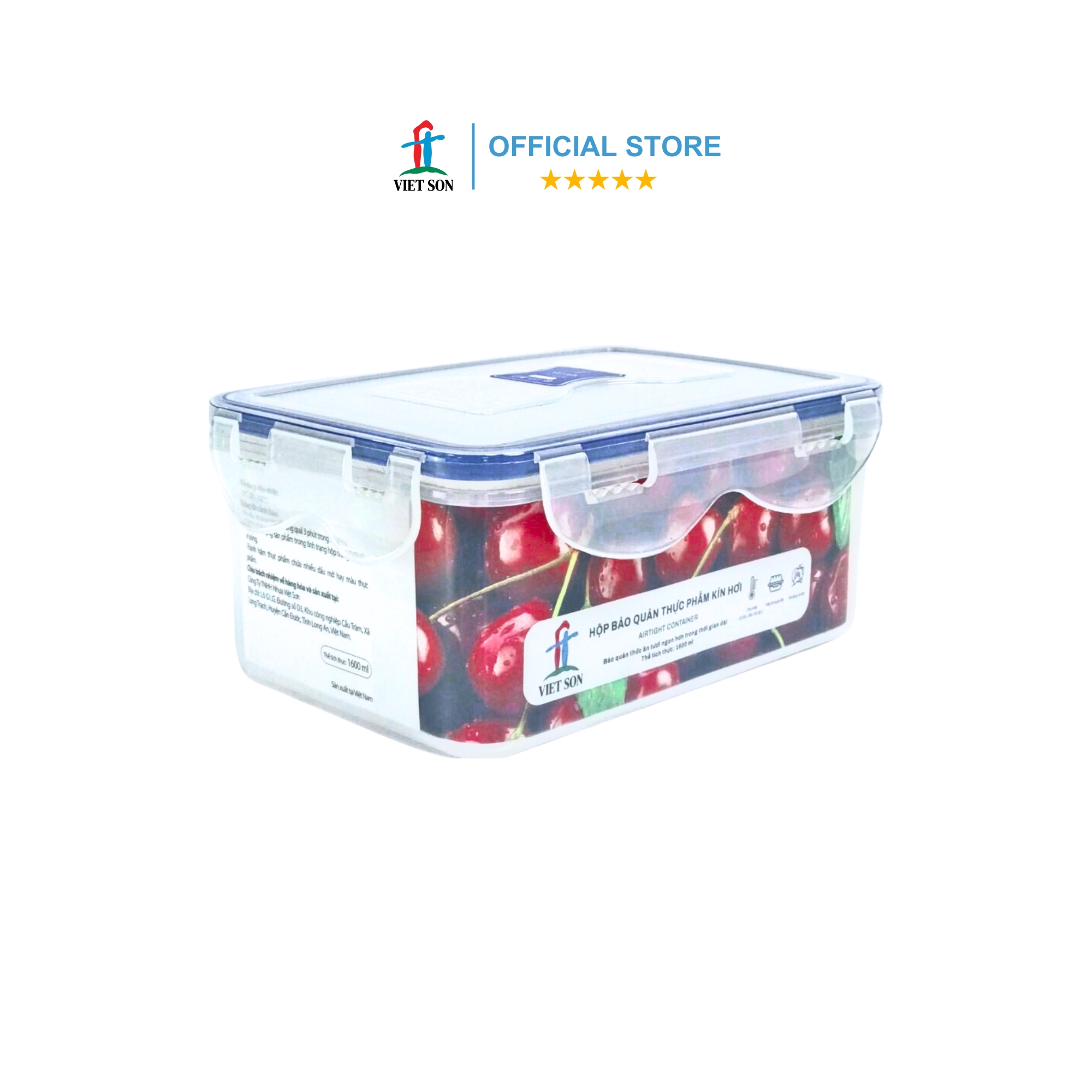 Hộp Đựng Thực Phẩm VIETSON 1600ml Nắp Khóa 4 Cạnh Kín Hơi