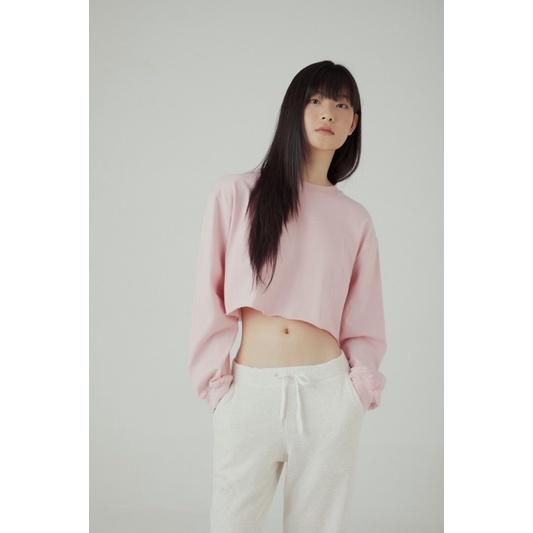 Áo croptop tay dài trơn basic đen hồng Kyubi | LND