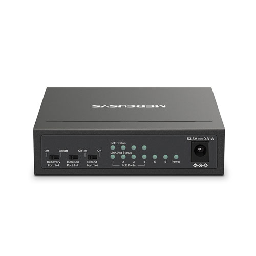 Switch Chia Mạng PoE Mercusys MS106LP - 6 Cổng 10/100Mbps - Hỗ Trợ 4 Cổng PoE+ Mỗi Cổng Công Suất 30W - Kết Nối Lên Đên 250 Mét - Hàng Chính Hãng