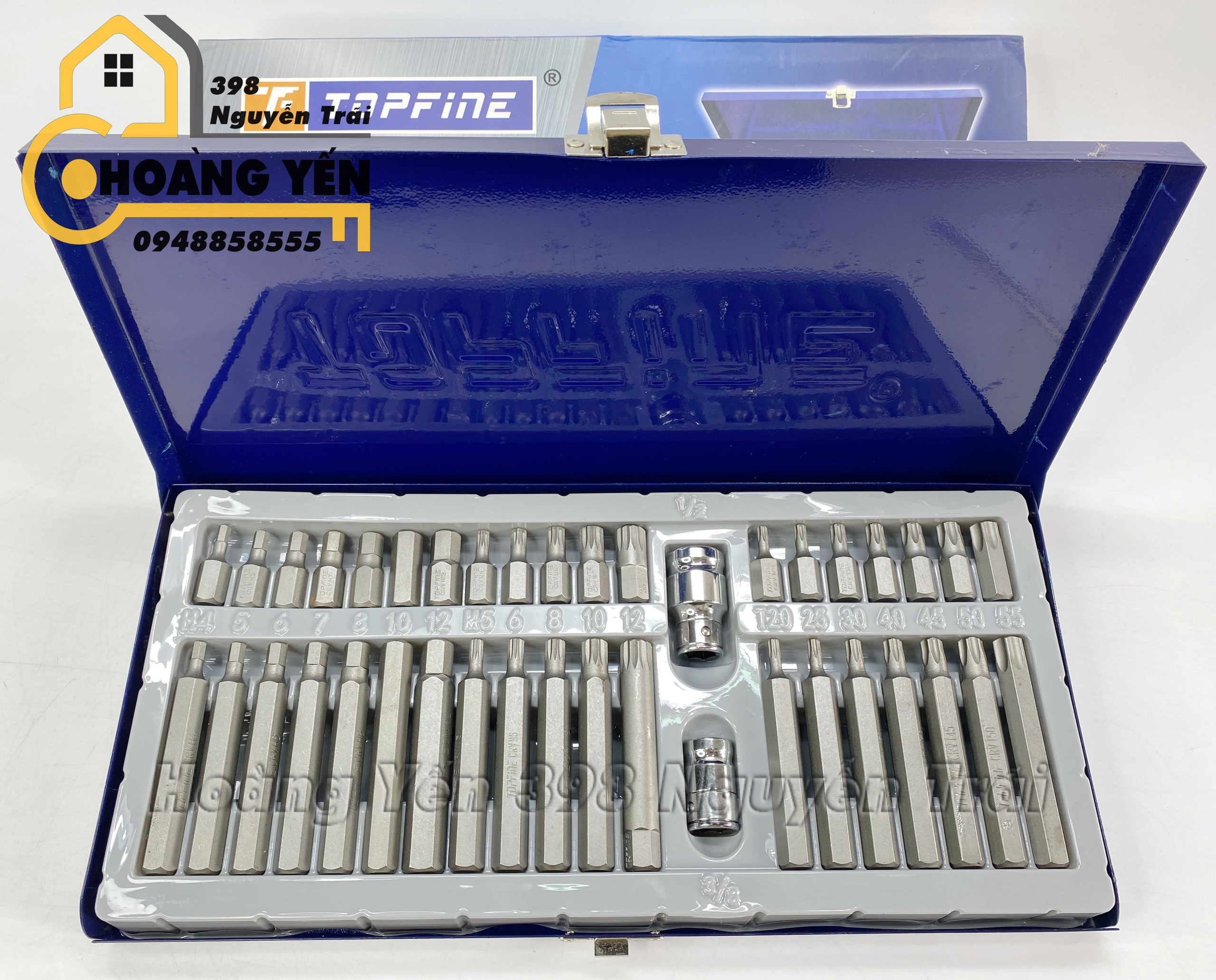 Bộ đầu mũi vít lục giác hoa thị, lục giác bông 40 chi tiết TOPFINE TF-170582 Bộ đầu mũi vít đa năng Bộ đầu lục giác đa năng