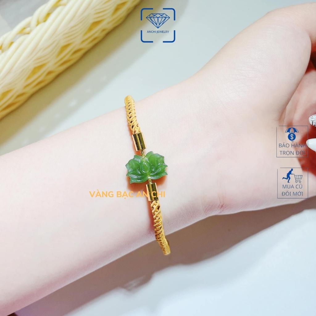 Vòng tay charm hoa sen màu xanh ngọc Anchi jewelry