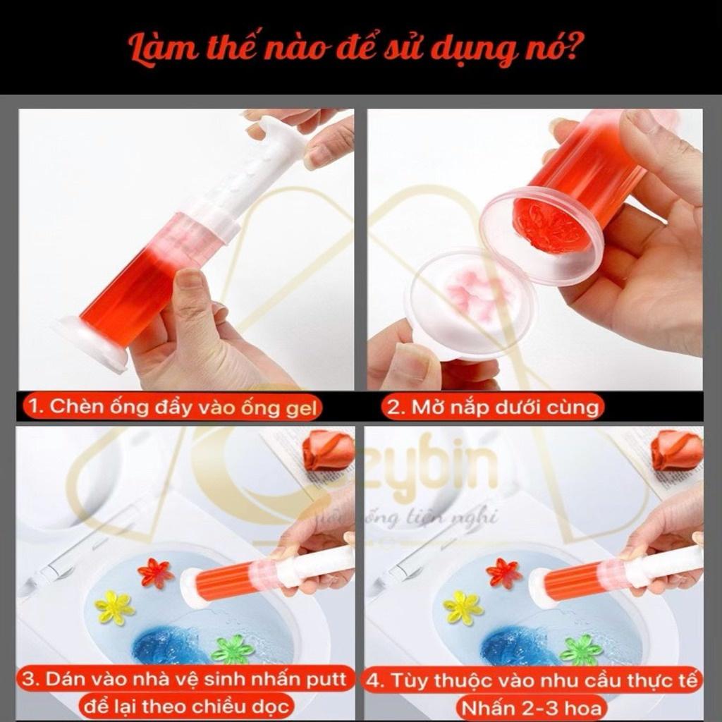 Gel thơm khử trùng bồn cầu, gel khử mùi bồn cầu dạng thạch hình bông hoa với 6 mùi thơm cho toilet