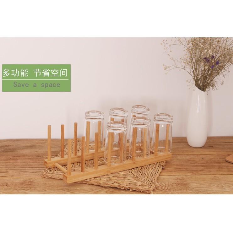 Giá Úp Cốc Chén và Để Sách Decor Bằng Gỗ Tre Tự Nhiên