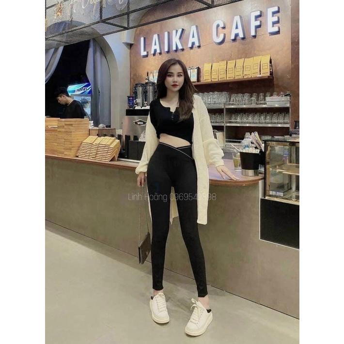 Quần legging nữ cạp cao gen bụng siêu tôn dáng Kanimi, chất umi loại 1 đẹp