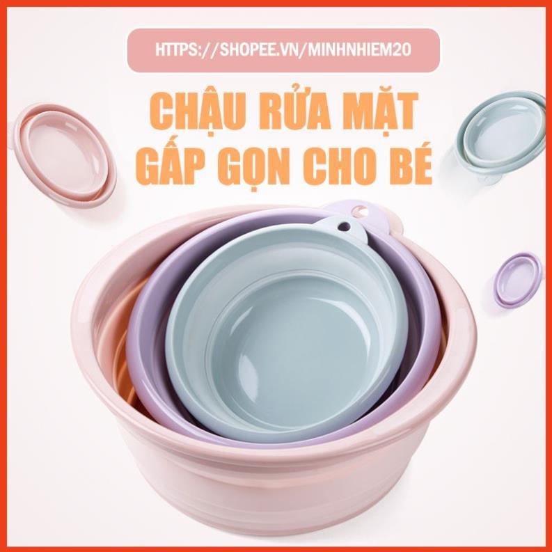 Thau Chậu rửa mặt gấp gọn cho bé thông minh và tiện lợi có 3 cỡ