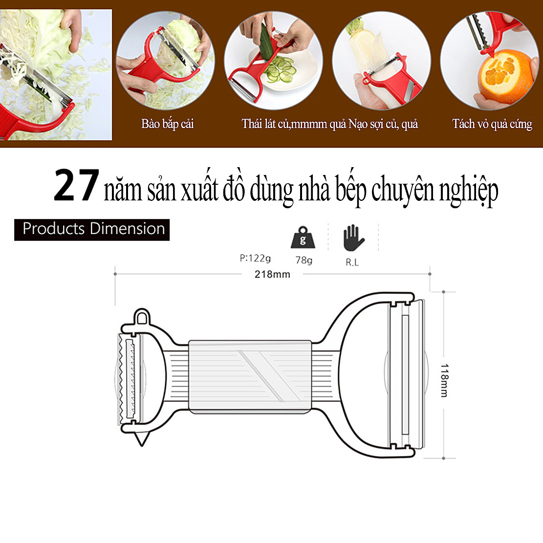 [HÀNG CHÍNH HÃNG]Bào, nạo đa năng dài 22cm, rộng 12cm,tay cầm bằng ABS, lưỡi bào bằng thép không gỉ GGOMi Hàn Quốc GG798