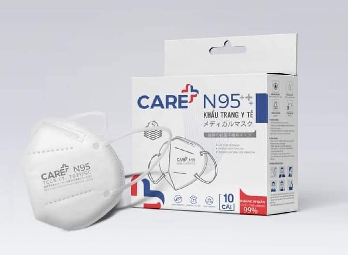 [CHÍNH HÃNG] Khẩu trang y tế cao cấp 5 lớp care+ N95 (10 cái/hộp)