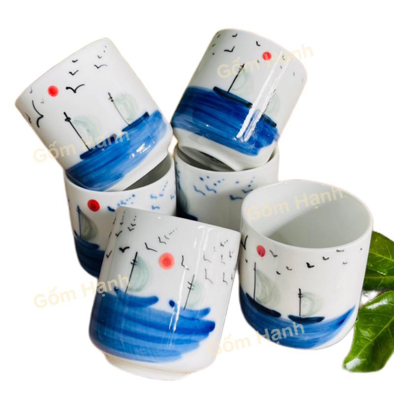 Cốc ly gốm sứ uống nước - Ly sứ kute uống cafe hoạ tiết đẹp dễ thương dung tích 200ml - Gốm Hạnh Bát tràng
