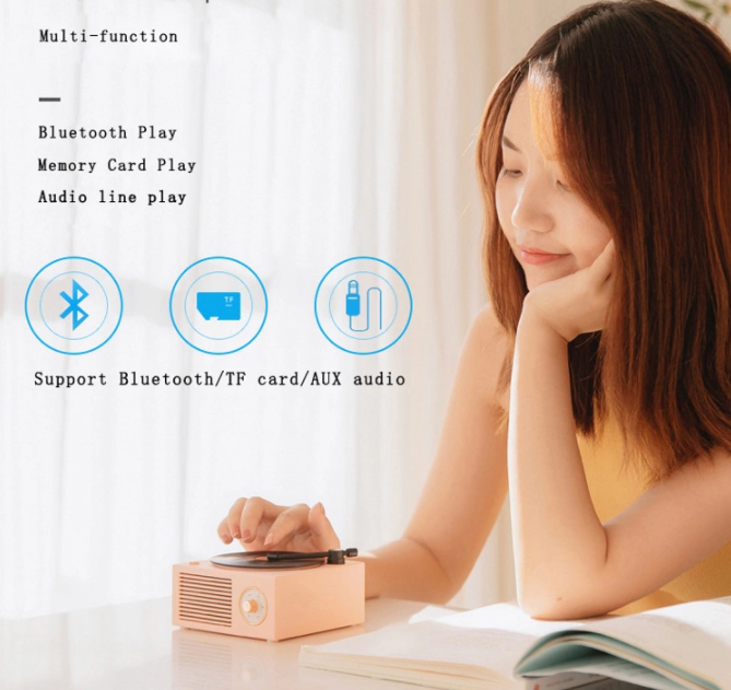 Loại Hộp Nhạc Tích Hợp Âm Thanh Nổi Bluetooth Không Dây Vintage Retro Micro Loa HIFI Aux Hỗ Trợ Máy Ghi Âm Di Động Hình Dạng Color: Green
