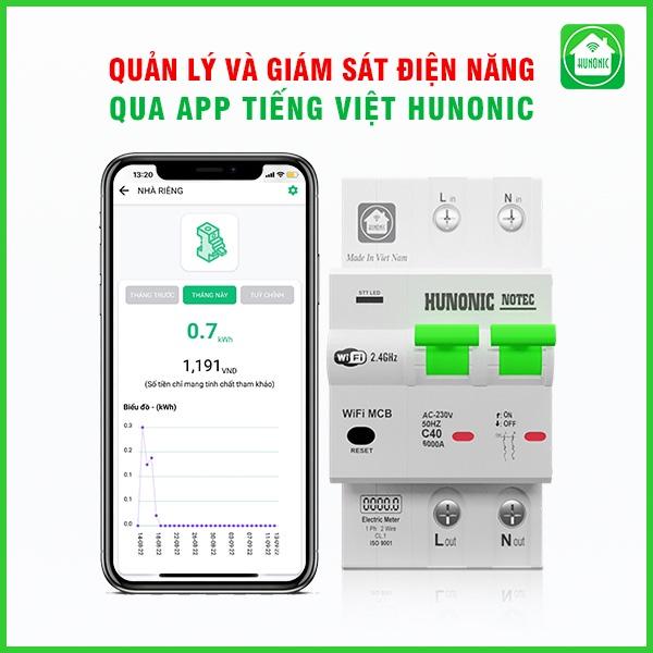 Aptomat Đo Năng Lượng Hunonic Notec CB Thông Minh Hẹn Giờ Tự Động