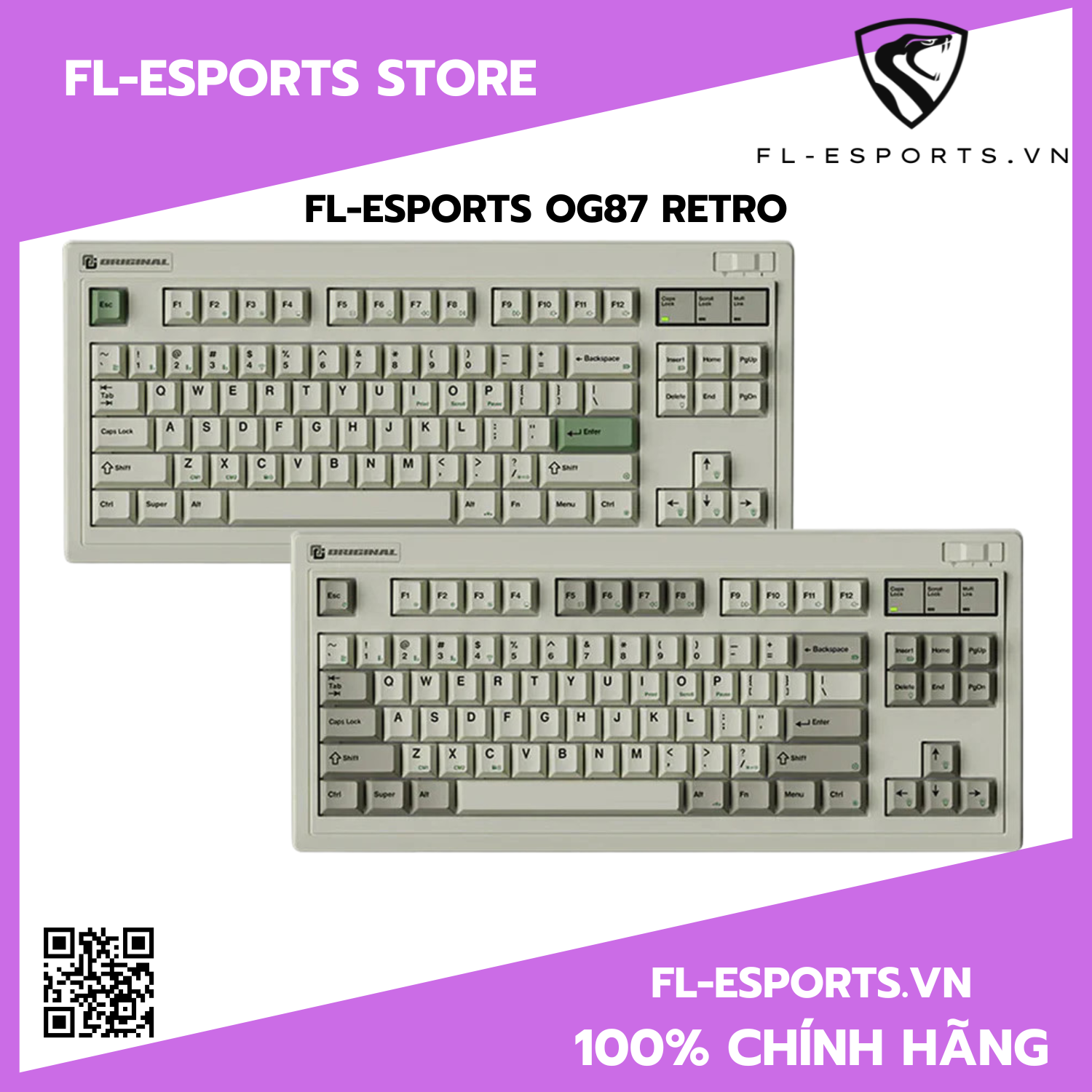 Bàn phím FL-Esports OG87 Retro | 3 Mode | Hàng chính hãng