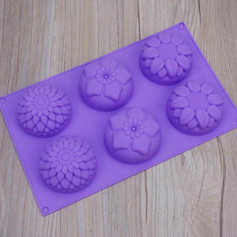 Khuôn silicone tạo hình hoa làm bánh kẹo 6 ngăn đa dụng