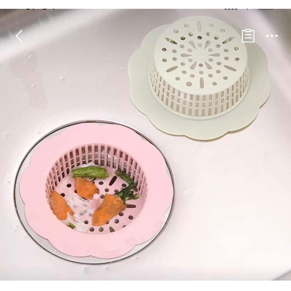 Combo 2 Lọc rác nhựa Bồn rửa chén, bát hình hoa - Tặng 2 móc dán siêu dính