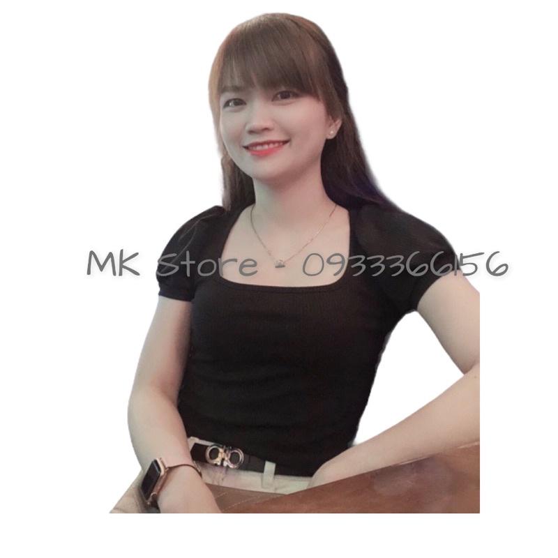 Áo Thun Croptop Tay Phồng Cổ Vuông