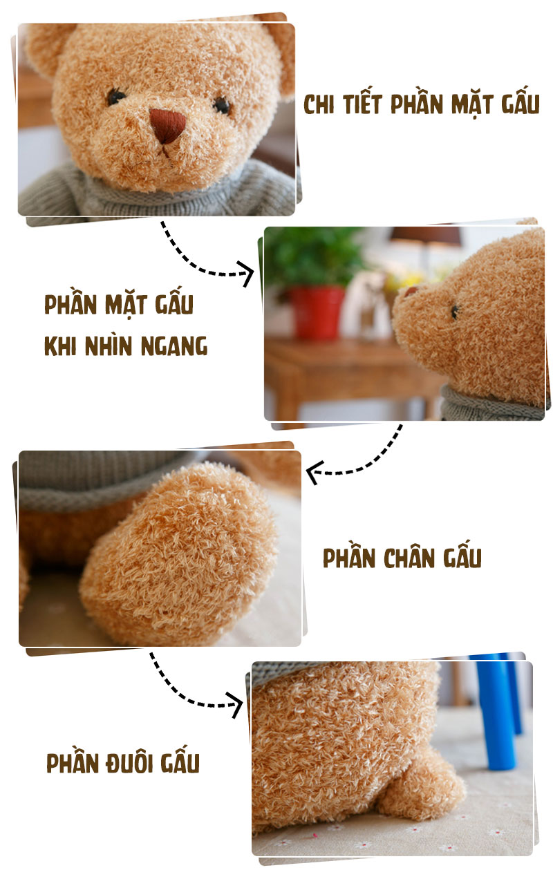 Gấu bông Teddy Head Tales cao cấp - Đồ chơi thú nhồi bông Teddy Head Tales, Chất liệu Bông gòn PP 3D tinh khiết mềm mịn, đàn hồi đa chiều, bền đẹp, an toàn cho người sử dụng