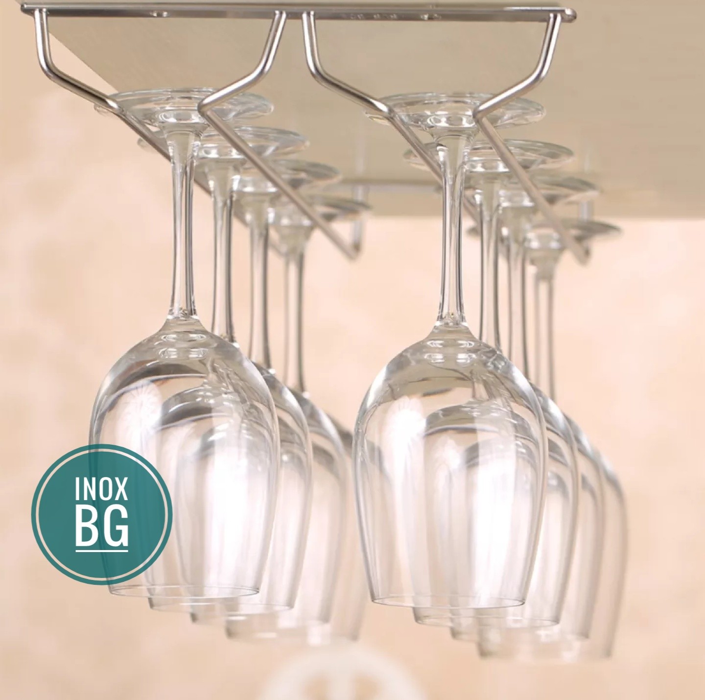 Giá treo ly, gài ly sâu 55cm chất liệu inox 304 bền bỉ với thời gian