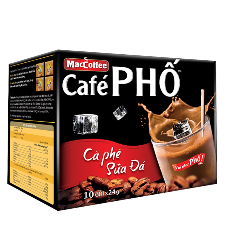 Cà phê Phố Sữa Đá - Maccoffee (hộp 10 gói x 24g)