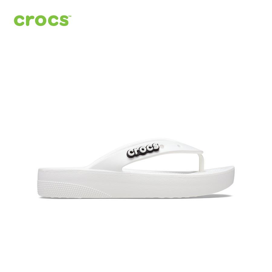 Dép xỏ ngón nữ Crocs FW Classic Flip Platform W White - 207714-100