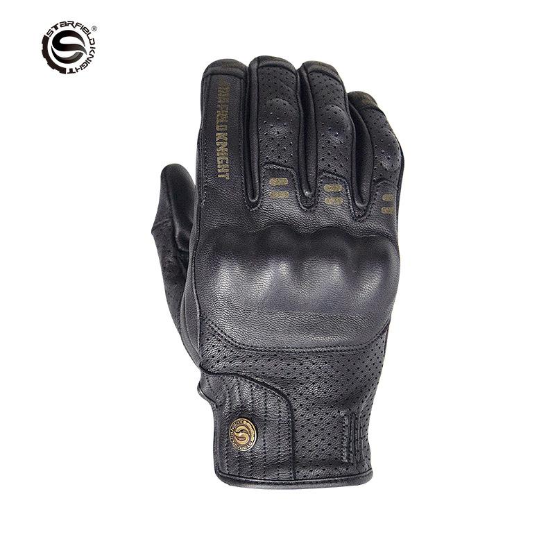 Phong cách mới nhất hiệp sĩ ngôi sao retro da dê đầy đủ găng tay xe máy Harley găng tay đi xe máy găng tay retro sửa đổi