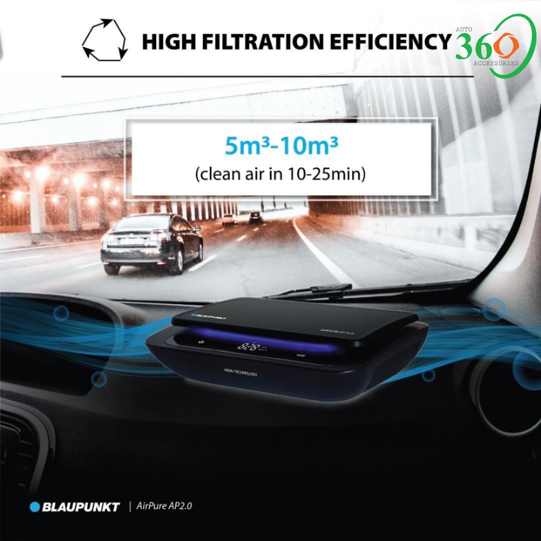 Máy Lọc Không Khí Ô Tô Cao Cấp Blaupunkt Airpure AP 2.0 Không Một Tiếng Ồn, Sử Dụng Bộ Lọc Hepa Lọc Không Khí - Khử Mùi, 3 Vị Trí Đặt Nhờ Dây Dẫn Dài 4m