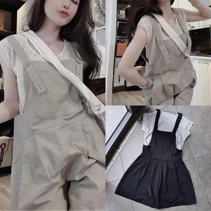 SET JUMPSUIT YẾM QUẦN 2 DÂY CỔ U ỐNG RỘNG LƯNG CAO SUÔNG TRƠN GIẢ VÁY ĐỒ BAY + ÁO CROPTOP THUN ĐI CHƠI DẠO PHỐ ĐI BIỂN ĐI TIỆC