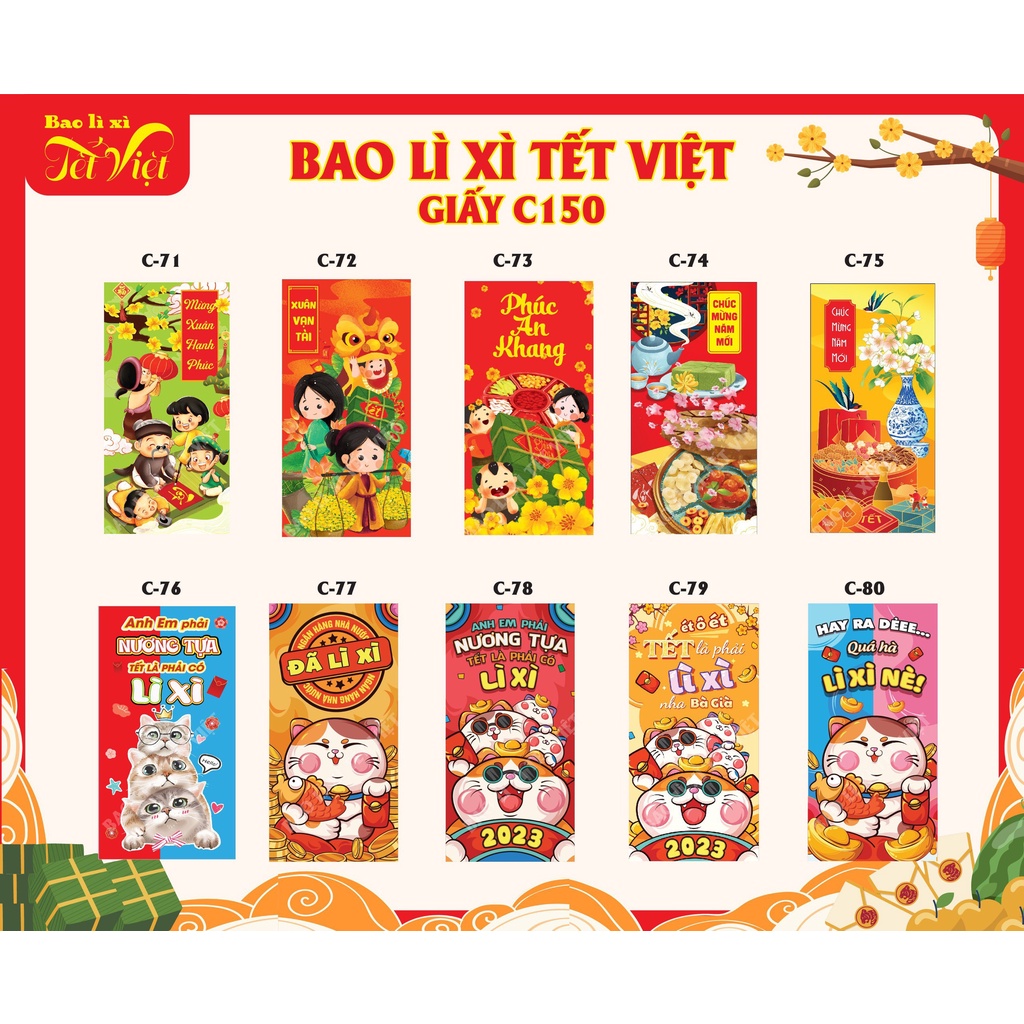 COMBO 10 -50 BAO LÌ XÌ TRUYỀN THỐNG CAO CẤP NHIỀU MẪU RẤT ĐẸP - BAO LÌ XÌ GIÁ SỈ MẪU MỚI LIÊN TỤC