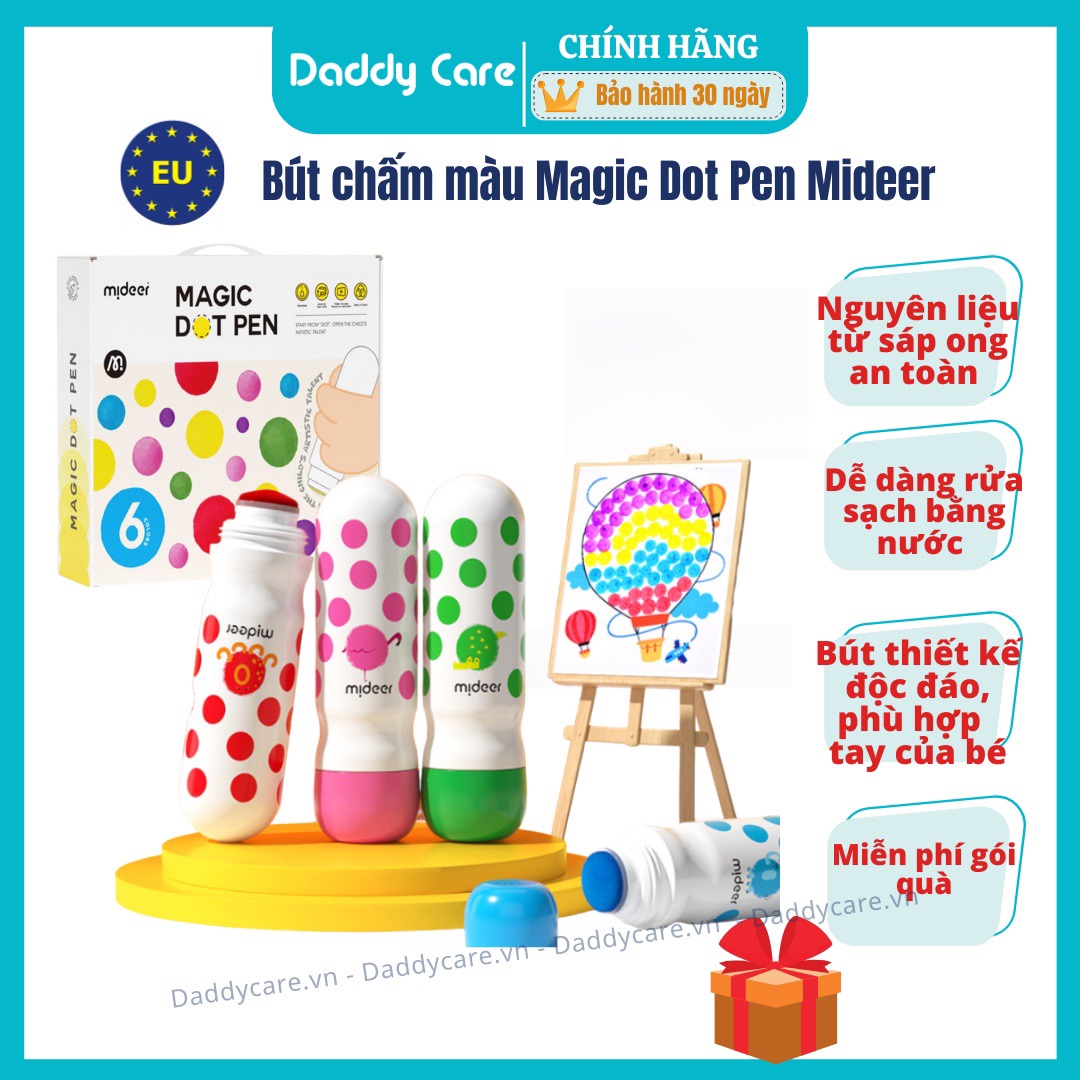 Bút chấm màu Dot cho bé Mideer Magic Dot Marker, Bút dạ nước cho bé 2,3,4,5 tuổi