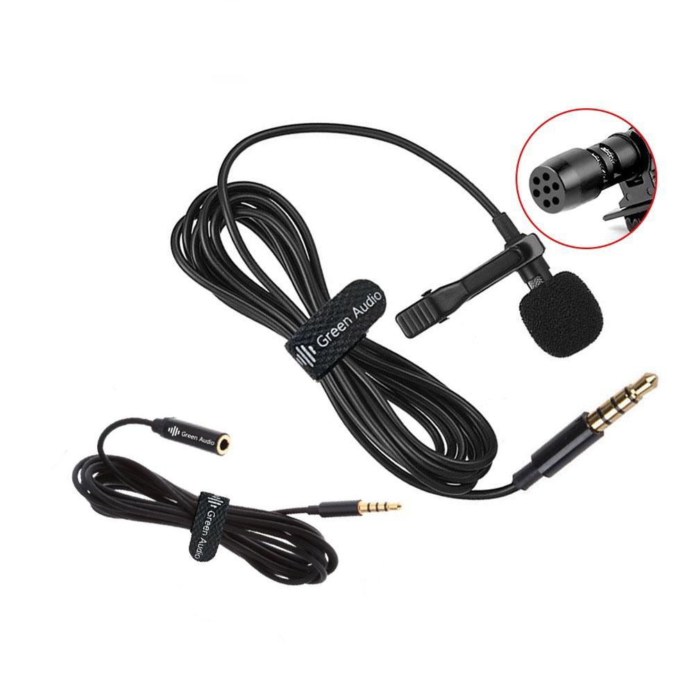 Vòng tụ điện Micrô Mini Clip-on Lavalier Microphone Cắm 3,5mm với Cáp mở rộng 2M Tương thích với iPhone iPad