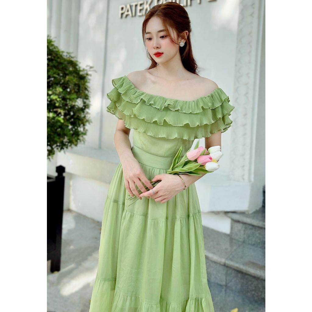 Đầm Đi Biển V114 Chất Liệu Vải Tơ Màu Xanh - Đầm Thiết Kế Thanh Lịch, Nữ Tính