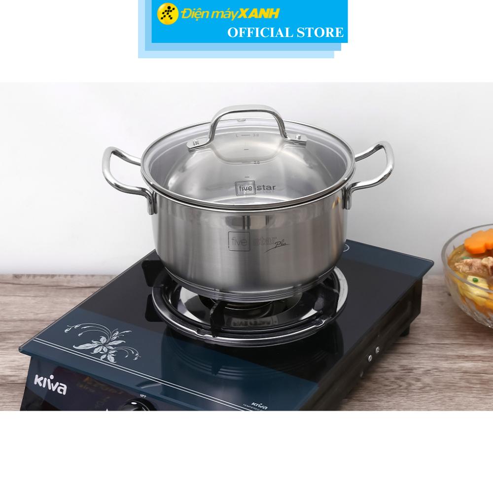 Nồi inox 5 đáy nắp kính 20 cm Fivestar N20-5DG 304 - Hàng Chính Hãng
