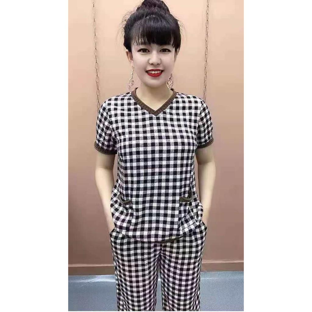 Bộ đũi nữ trung niên, chất đũi thái mát lạnh đủ size đến 85kg