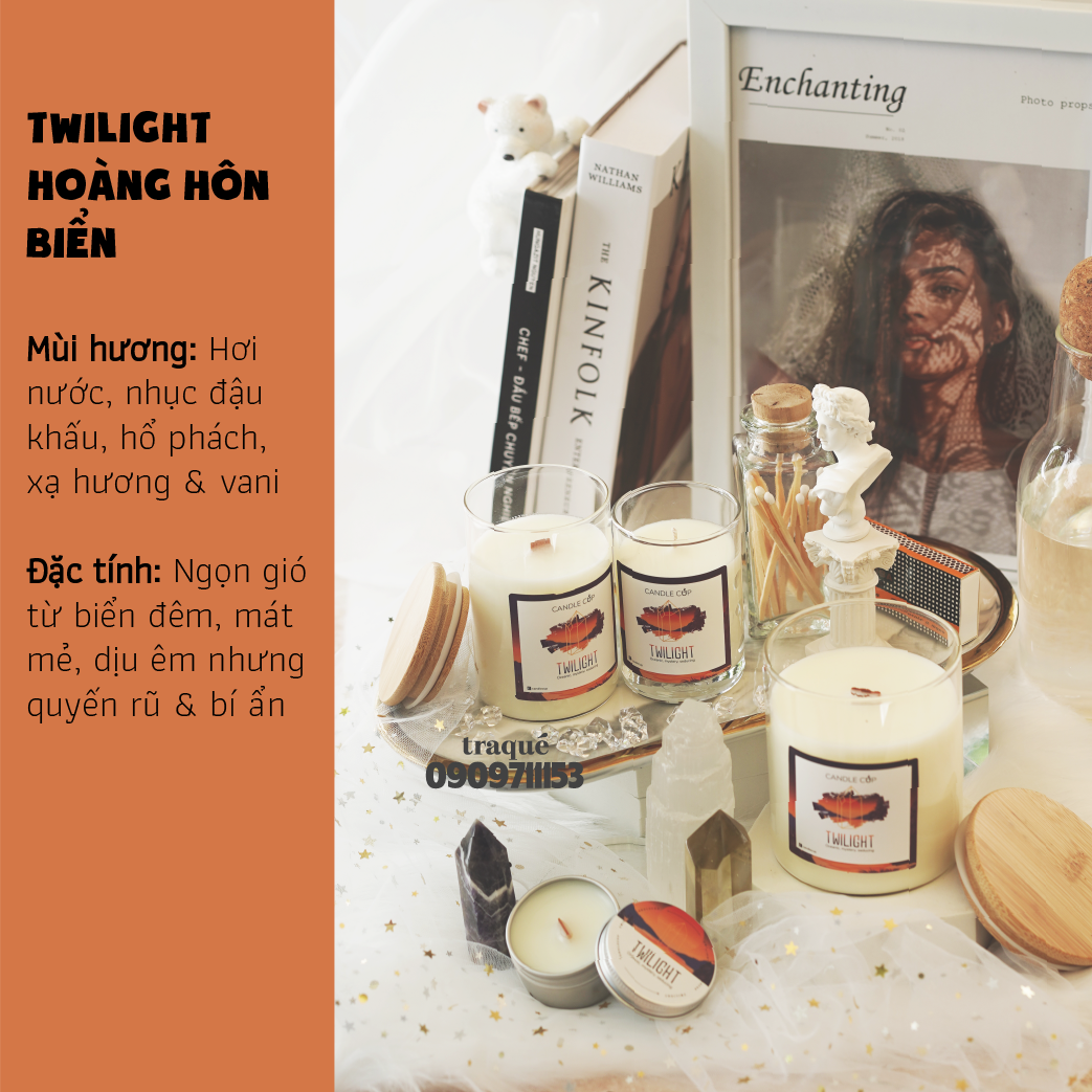 Nến thơm tinh dầu cao cấp không khói an toàn Candle Cup - TWILIGHT/CHẠNG VẠNG - S - 100G (KG NẮP)