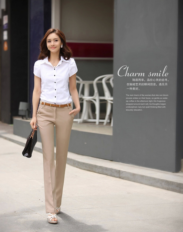 Áo sơ mi nữ thiết kế tay ngắn búp sen xinh xắn, thời trang công sở nữ
