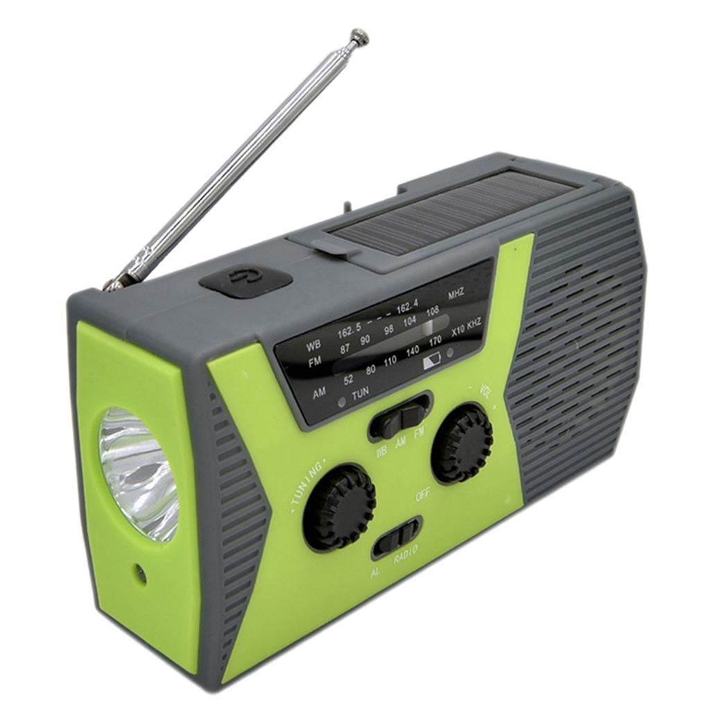 Multi-functional Solar Hand Crank  Weather Radio Flashlight Green