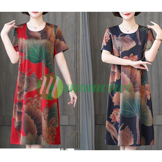 Váy Đầm Trung Niên Nữ Cho Mẹ V15 - Thời trang trung niên cho mẹ trung tuổi U40 U50 đẹp giá rẻ Bigsize - Váy xuông cho mẹ