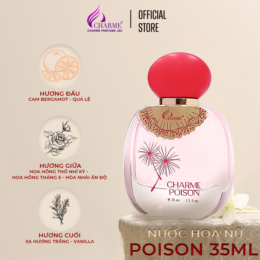 Nước hoa nữ ngọt ngào, Charme Poison, gợi cảm, tươi mát như chứa đựng cả bầu trời nữ tính, 35ml