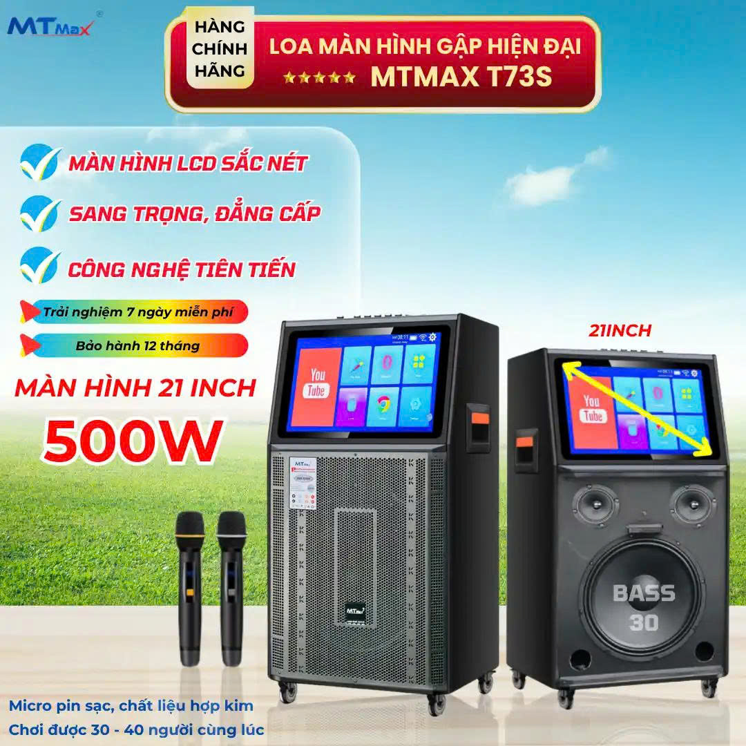 Loa Màn Hình MTMAX T73S Bass40 Màn Hình 21inch Công suất 500W Đi Kèm Cặp Micro Sang Trọng Chống Hú Cao Cấp hàng chính hãng