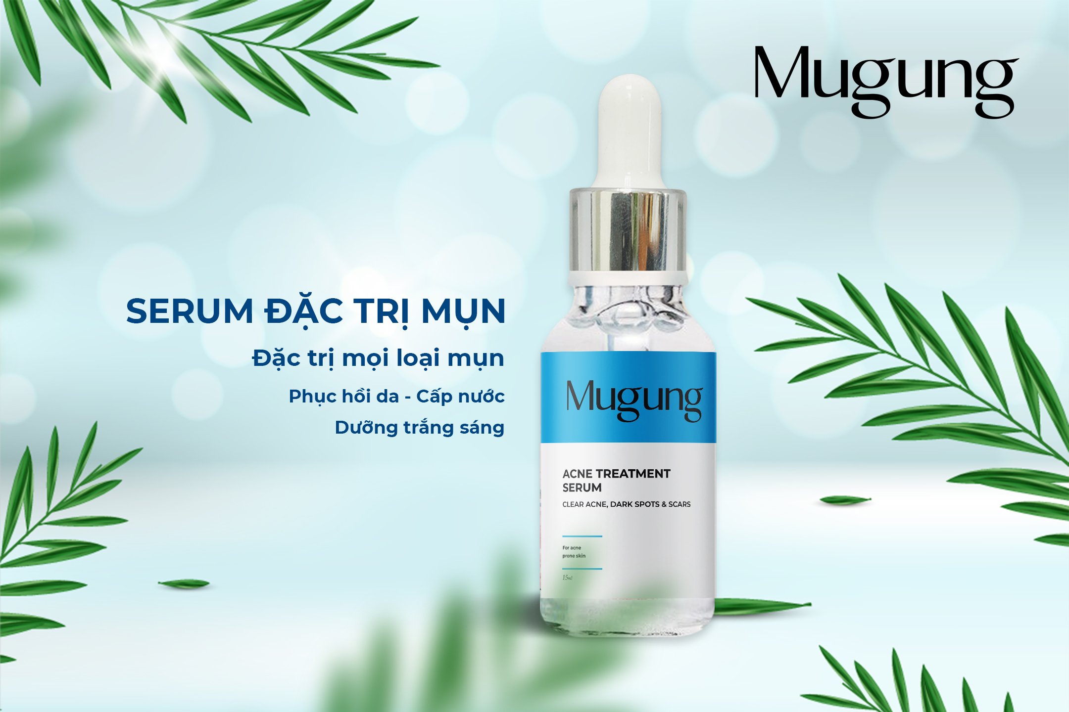 Bộ chăm sóc da mụn Mugung giúp sạch mụn,hết thâm mờ sẹo hiệu quả Serum Acne Treatment và Kem dưỡng da phục hồi không bong da bí quyết sạch bay mụn thâm,mụn bọc,mụn trứng cá, dành cho mọi loại da 15ml và 15gram