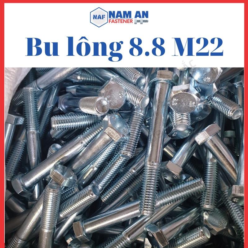 Bulong M22 cấp bền 8.8, bu lông lục giác M22, bu lông 8.8, đường kính 22mm, độ dài: 80->200mm, đen mộc, mạ